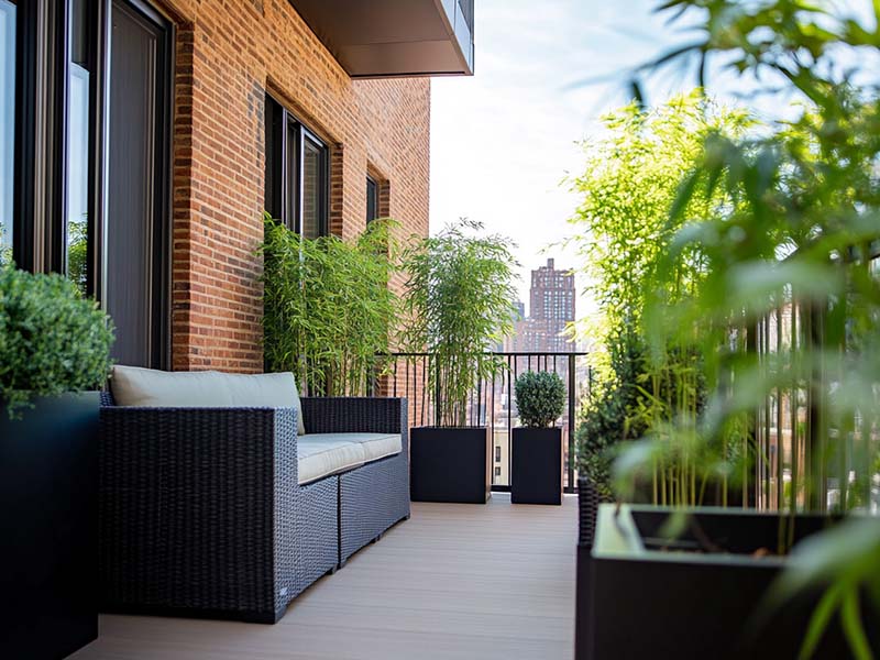 Privacy planters on a balcony